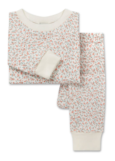 Cozy rosy print jersey pajamas set with matching top and pants for comfortable sleepwear