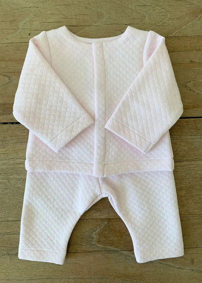 Pink Quilted Cotton Jersey Set with Matching Top and Bottom