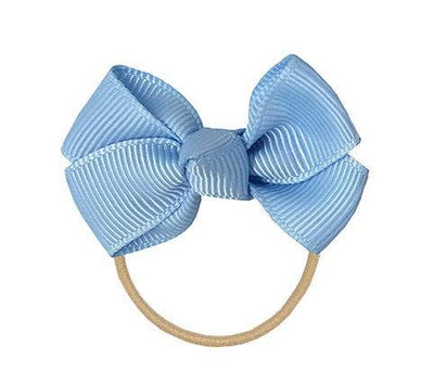Blue elastic hair bow tie with a soft and stretchy band for comfortable and stylish hair styling