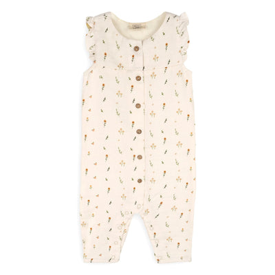 
Sleeveless organic muslin long jumpsuit coverall for baby girls
