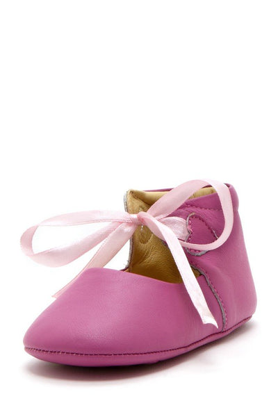 Magenta Satin Ribbon Boots - Petit Confection