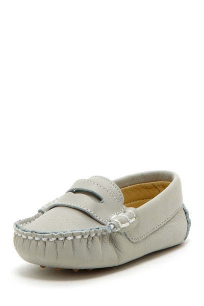 Light Gray Stitched Pennyloafers - Petit Confection